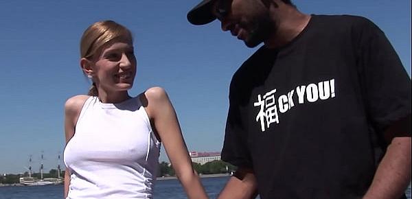  Teen Olga Barz Fills Her Mouth With Black Cock By The River
